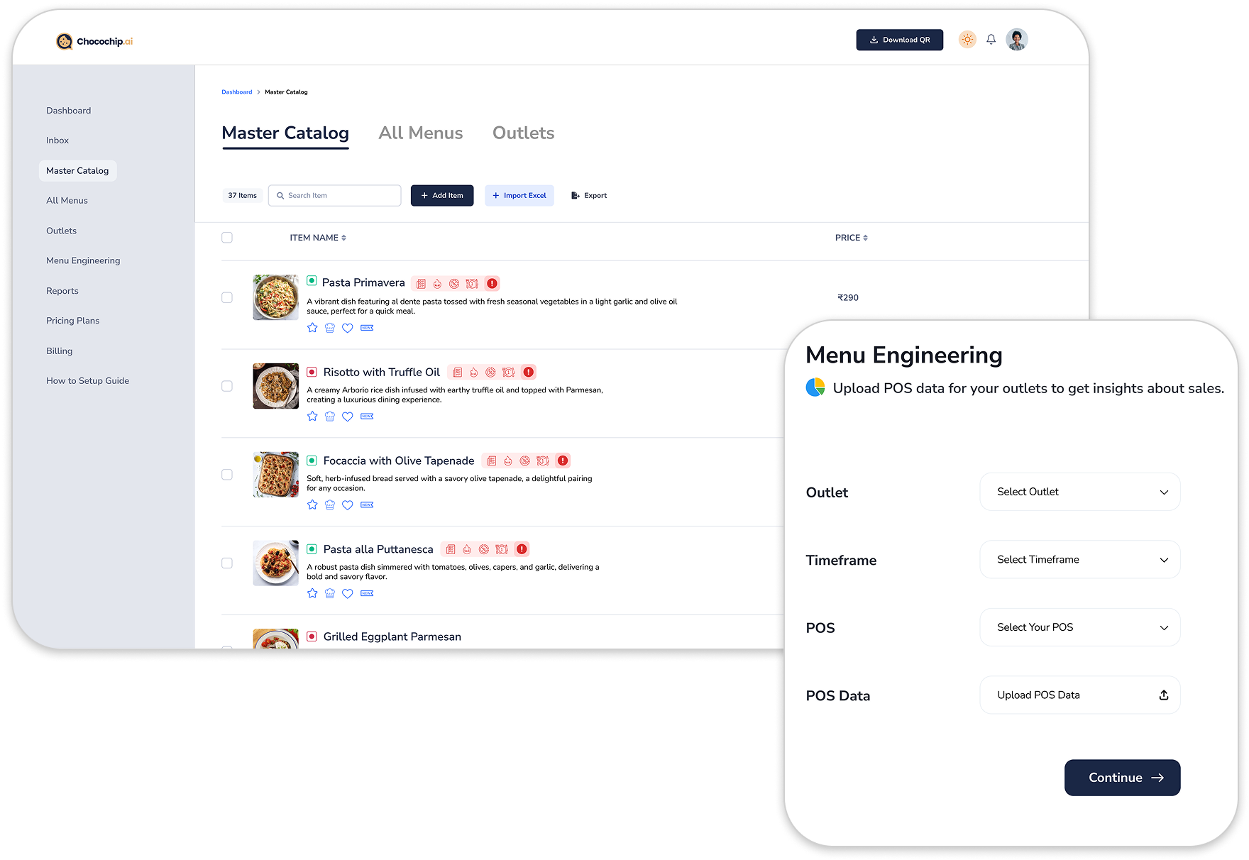 Menu Intelligence desktop