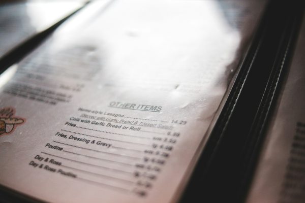 small restaurants often use paper menus